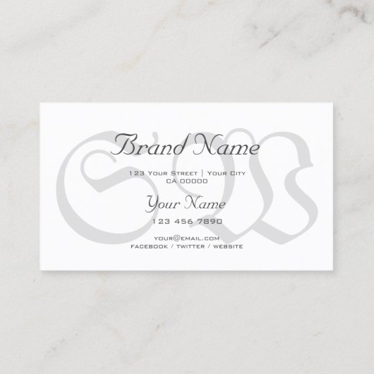 Stijlvol slangenpatroon Light Silver Colors Monogr Visitekaartje (Achterkant)