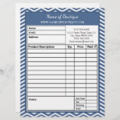 Stijlvol Slate Blue Chevron Beauty Salon-bestelfor Briefhoofd Ontwerp (Voorkant / Achterkant)