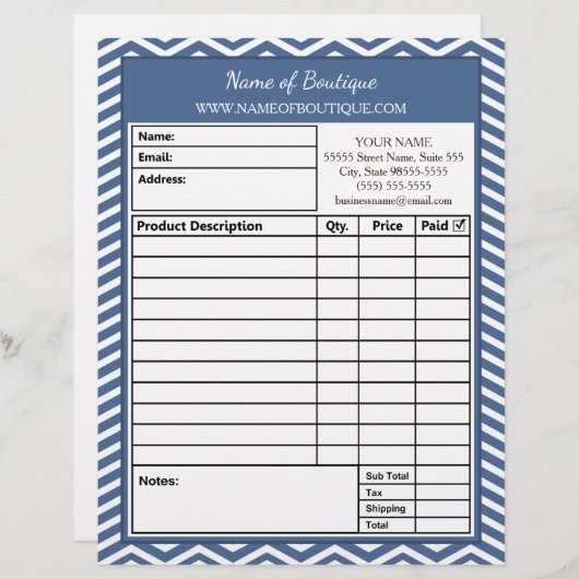 Stijlvol Slate Blue Chevron Beauty Salon-bestelfor Briefhoofd Ontwerp (Voorkant / Achterkant)