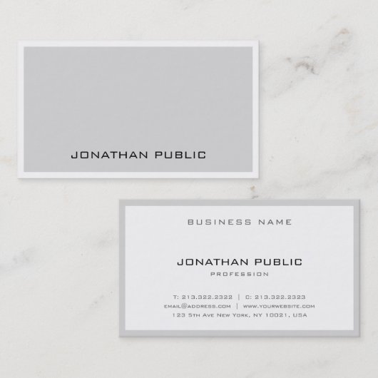 Stijlvol, slim ontwerp, grijs, elegant minimalisti visitekaartje (Voorkant / Achterkant)