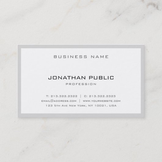 Stijlvol, slim ontwerp, grijs, elegant minimalisti visitekaartje (Achterkant)