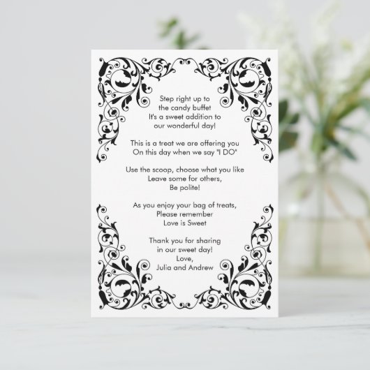 Stijlvol Snoep buffer voor zwart-witzwitjes Bedankkaart (Staand voorkant)