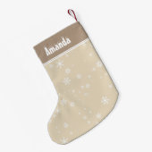 Stijlvol Snowflakes Beige Festive  Kleine Kerstsok (Achterkant (Hangend))