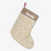 Stijlvol Snowflakes Beige Festive  Kleine Kerstsok (Voorkant (Hangend))