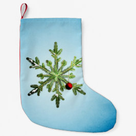 Stijlvol Snowy Pine Snowflake Kleine Kerstsok