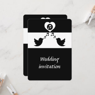 Stijlvol Songbird Black and White Wedding Kaart