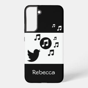 Stijlvol Songbird Black en White Personalized Samsung Galaxy Hoesje