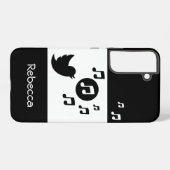 Stijlvol Songbird Black en White Personalized Samsung Galaxy Hoesje (Achterkant horizontaal)