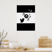 Stijlvol Songbird Black en White Poster (Keuken)