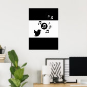 Stijlvol Songbird Black en White Poster (Thuiskantoor)