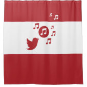 Stijlvol Songbird Red en White Douchegordijn (Voorkant)