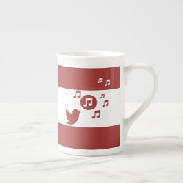 Stijlvol Songbird Red en White Porselein Kop