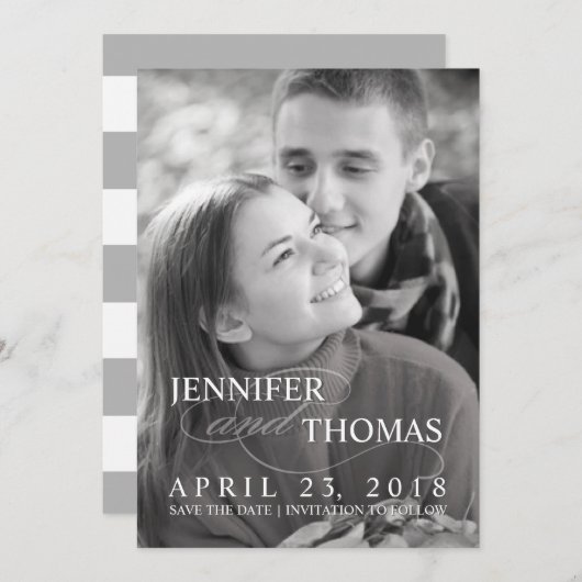 Stijlvol sparen de Datum Aangepaste Fotobruiloft Save The Date (Voorkant / Achterkant)