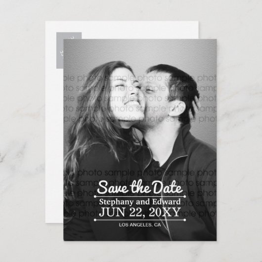 Stijlvol sparen de Datum Foto Briefkaart (Voorkant / Achterkant)