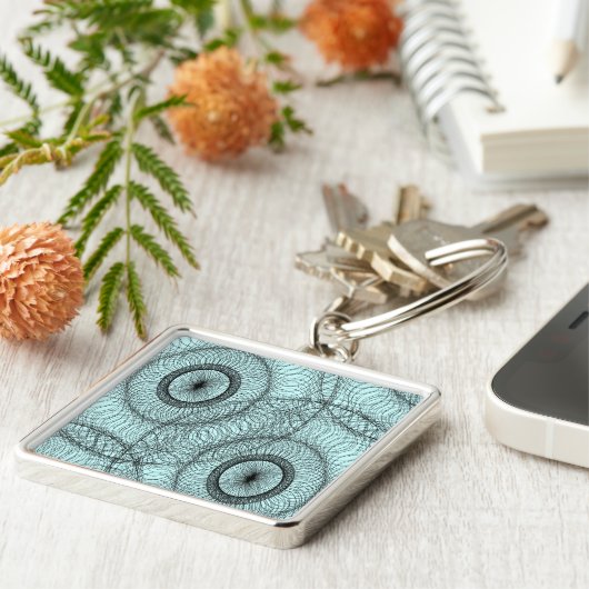 Stijlvol Spirly Zen Doodle Patroon Sleutelhanger (Zijkant)