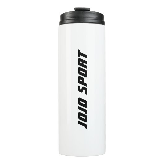 Stijlvol sportontwerp zwart-wit JoJo Sport Thermosbeker (Voorkant)