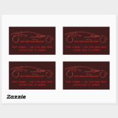 Stijlvol Sportscar - gloeiend rood neon automatisc Rechthoekige Sticker (Vel)