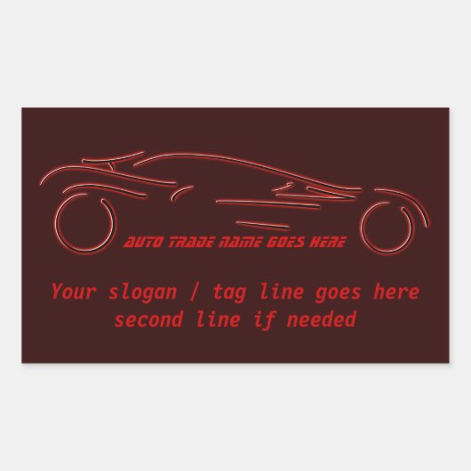 Stijlvol Sportscar - gloeiend rood neon automatisc Rechthoekige Sticker (Voorkant)