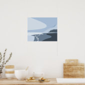 Stijlvol Steel-Blue Digital Art Seascape Poster (Keuken)