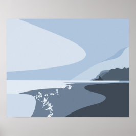 Stijlvol Steel-Blue Digital Art Seascape Poster