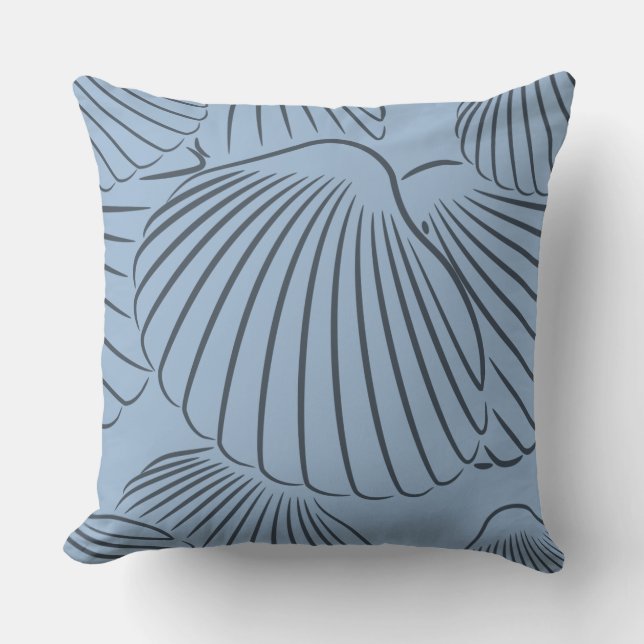 Stijlvol Steel-Blue Seashell Pattern Sierkussen (Voorkant)