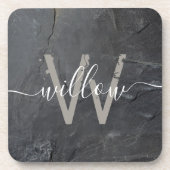 Stijlvol Steenkoolmonogram voor Stedenstonk Bier Onderzetter (Voorkant)