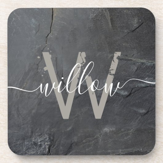 Stijlvol Steenkoolmonogram voor Stedenstonk Bier Onderzetter (Voorkant)