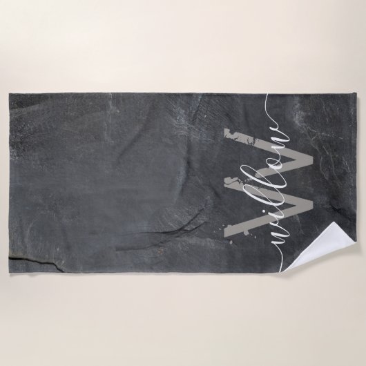 Stijlvol Steenkoolmonogram voor Stedenstonk Strandlaken (Voorkant)