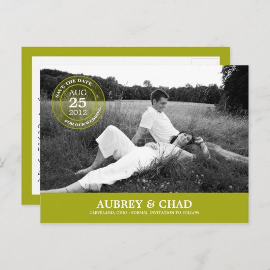 Stijlvol stempel slaat het Briefkaart Datum op (Li (Voorkant / Achterkant)