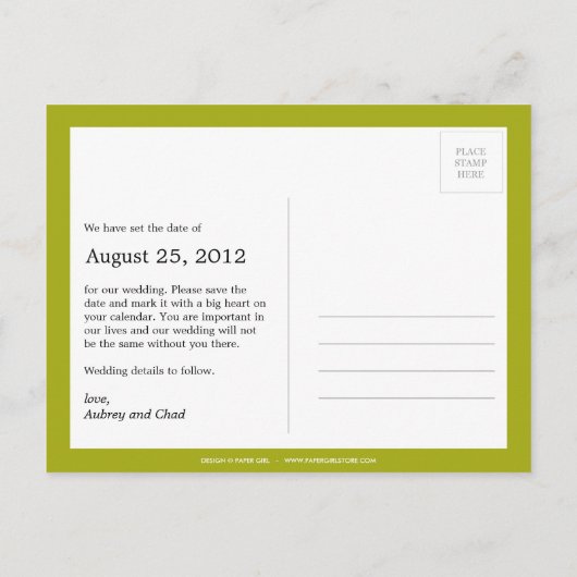 Stijlvol stempel slaat het Briefkaart Datum op (Li (Achterkant)