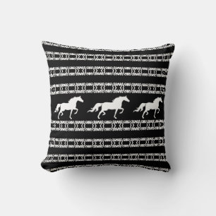 Stijlvol sterpatroon & paarden in zwart & wit kussen
