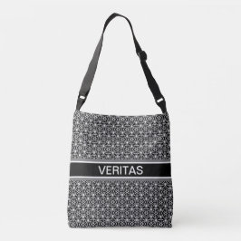 Stijlvol sterpatroon & riem in zwart & wit crossbody tas