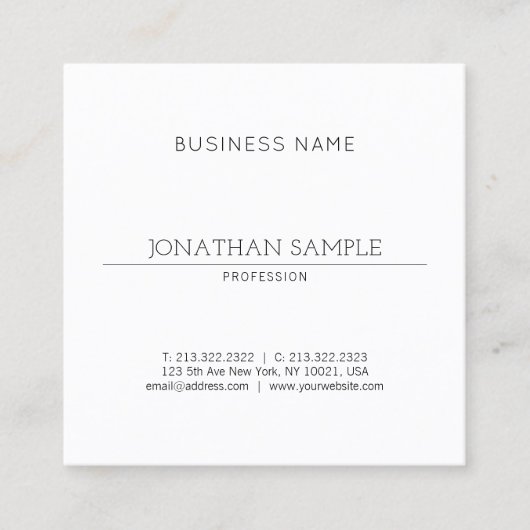 Stijlvol, stijlvol design, modern design, professi vierkante visitekaartje (Voorkant)