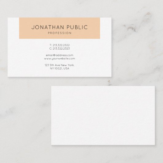 Stijlvol, stijlvol, modern, minimalistisch vlak visitekaartje (Voorkant / Achterkant)