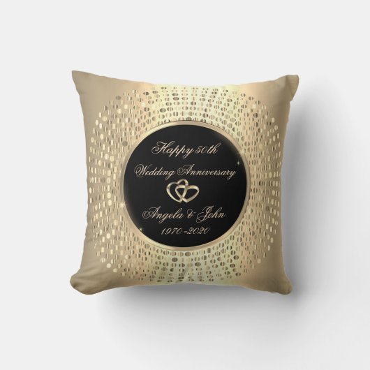 Stijlvol Stip voor Chinees goud 50e bruiloft Jubil Kussen (Voorkant)