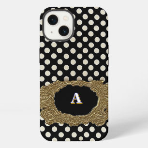 Stijlvol stippenpatroon met een luxe gouden lijst iPhone 13 hoesje