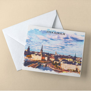 Stijlvol Stockholm Zweden Panorama City Uitzicht Briefkaart