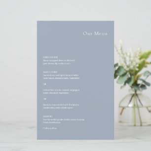 Stijlvol Stofblauw Modern Trouwmenu