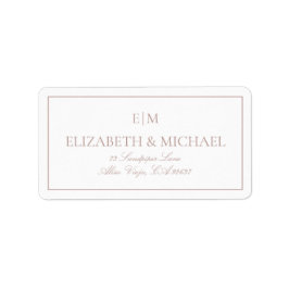 Stijlvol stoffig Roos Monogram Bruiloft Retouradre Etiket