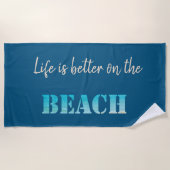 Stijlvol strand, blauw strandlaken (Voorkant)