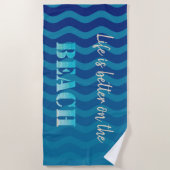 Stijlvol strand, blauwe golven strandlaken (Voorkant)