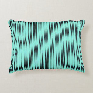 Stijlvol Stripe Patroon zwart/Turquoise Accent Kussen