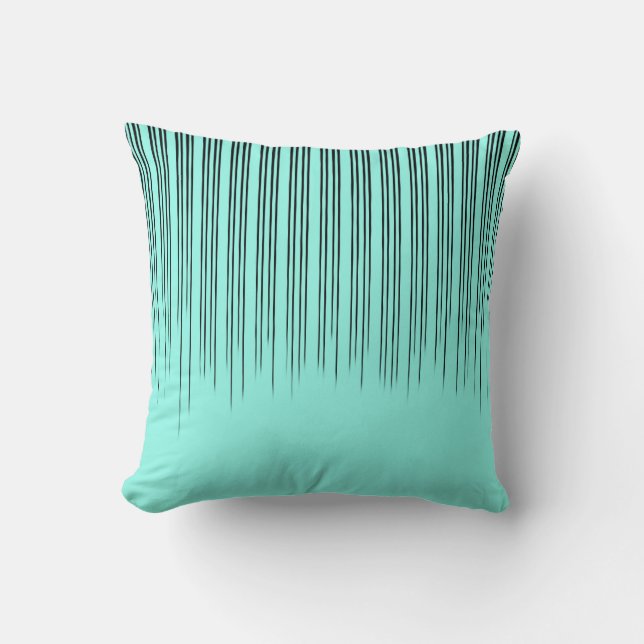 Stijlvol Stripe Patroon zwart/Turquoise Kussen (Voorkant)