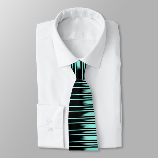 Stijlvol Stripe Patroon zwart/Turquoise Stropdas (Gebonden)