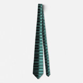 Stijlvol Stripe Patroon zwart/Turquoise Stropdas (Voorkant)