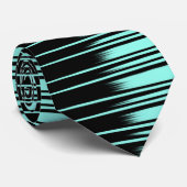 Stijlvol Stripe Patroon zwart/Turquoise Stropdas (Opgerold)