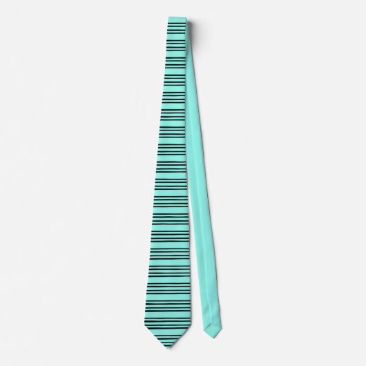 Stijlvol Stripe Patroon zwart/Turquoise Stropdas (Voorkant)