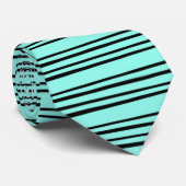 Stijlvol Stripe Patroon zwart/Turquoise Stropdas (Opgerold)