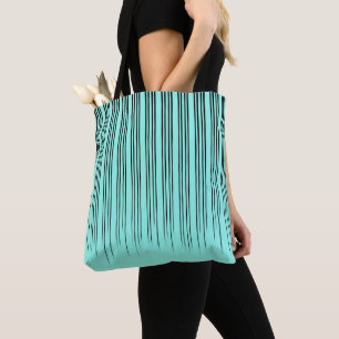 Stijlvol Stripe Patroon zwart/Turquoise Tote Bag