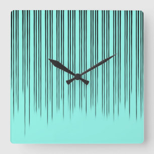 Stijlvol Stripe Patroon zwart/Turquoise Vierkante Klok